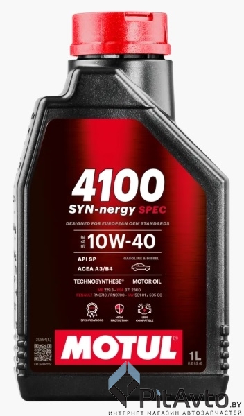 Масло моторное MOTUL 10W40 4100 SYN-NERGY SPEC 1л