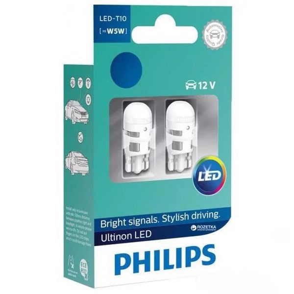 Комплект ламп PHILIPS T10 LED 4000K  (11961ULW4X2)