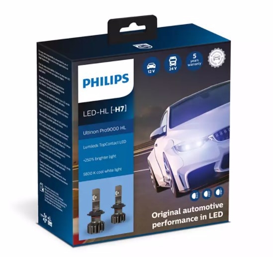 Комплект ламп H7 LED +250% PHILIPS