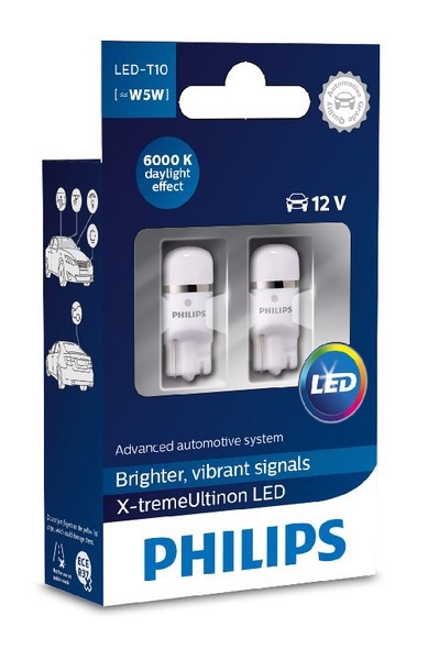 Комплект ламп PHILIPS T10 LED 6000K X-treme VISION