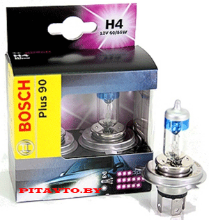 Комплект галогенных ламп 2шт H4 Plus 90