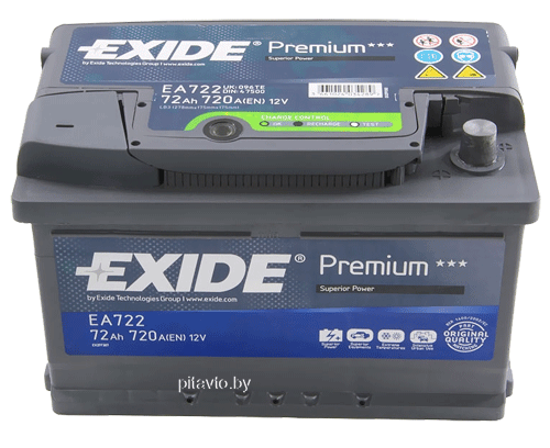 Аккумулятор Exide Premium, EA722, 72 А/ч, 720 А, R+