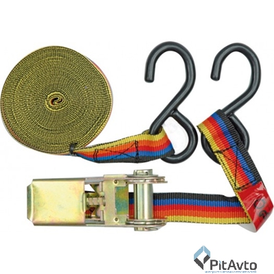 Стяжка груза с двумя крюками и трещоткой 8м VOREL, 82386