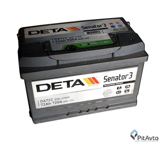 Аккумулятор DETA DA722 SENATOR3 72Ah 720 A (R+)