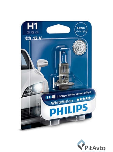 Лампа галогенная блистер  H1 WhiteVision +60% 1шт