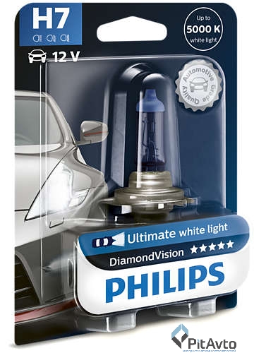 Лампа галогенная H7, DIAMOND VISION, PHILIPS, 12972DVB1