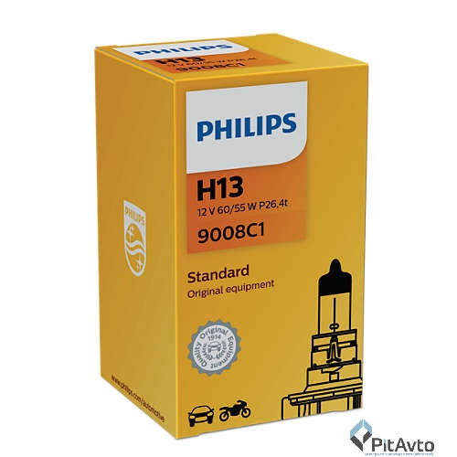 Лампа галогенная H13, PHILIPS, 9008C1