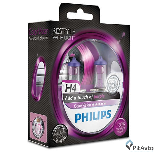 Комплект галогенных ламп 2шт H4 ColorVision Purple