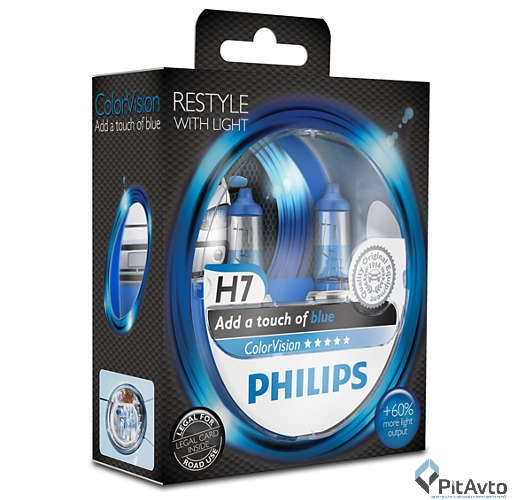 Комплект ламп PHILIPS ColorVision Blue H7