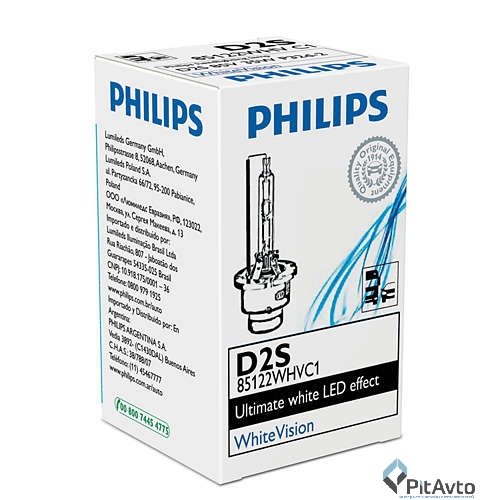 Лампа газоразрядная PHILIPS D2S Xenon White Vision 6000K