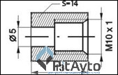 Штуцер, M10X1.0, L=13MM, S=14, D=5MM, Z-108, WP