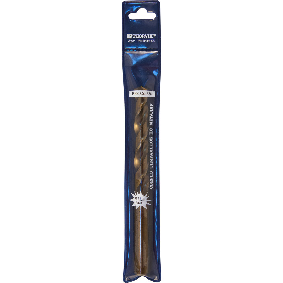 THORVIK TDB031K5 Сверло спиральное по металлу HSS Co в ПВХ упаковке. d3.1 мм 52658