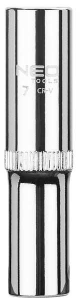 NEO 08-240 головка  6-гран  длинная 1/4'  7 мм  CrV 