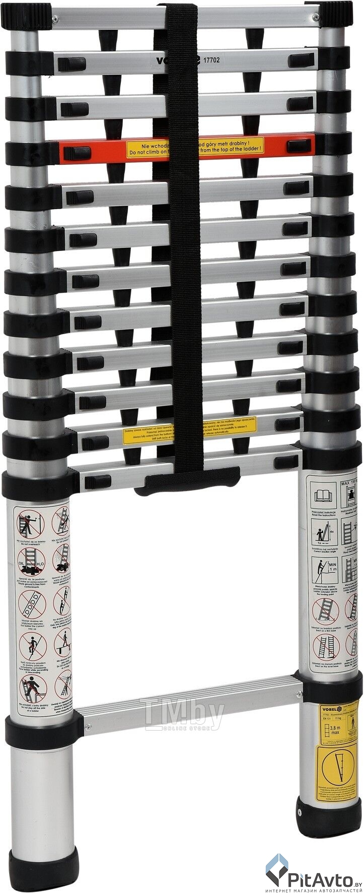 Лестница телескопическая VOREL 12 ступеней 3,8м