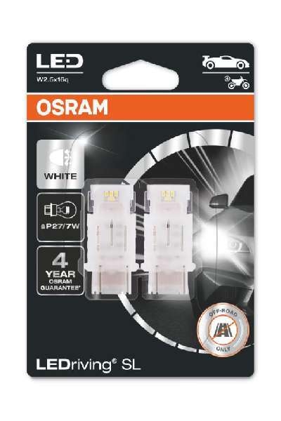Комплект светодиодных ламп OSRAM, P27/7W, 3157DWP-02B