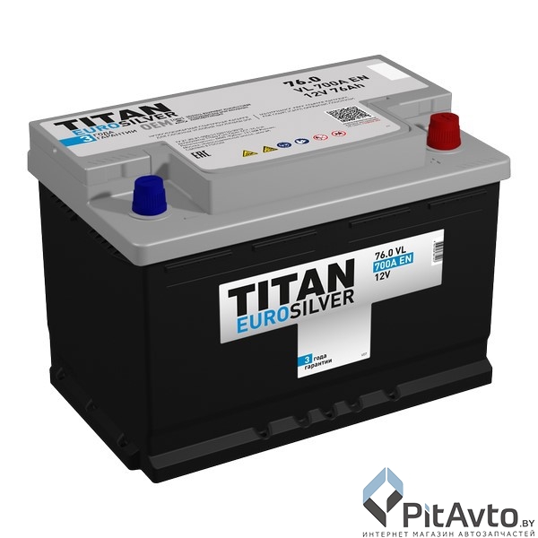 Аккумулятор TITAN EUROSILVER 12V 76Ah 700A (R+)