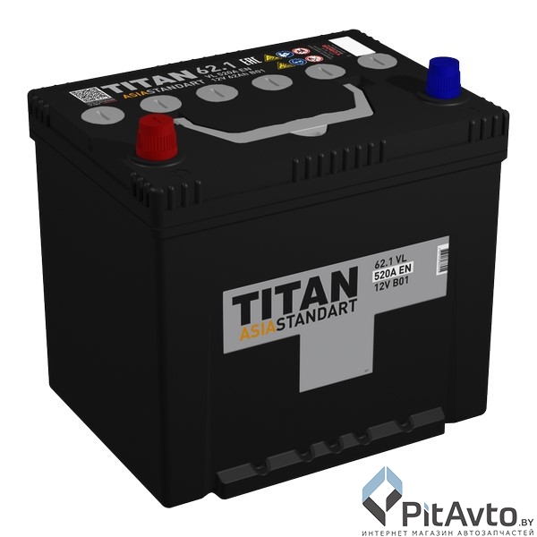 Аккумулятор TITAN ASIA STANDART 62Ah 520A L+