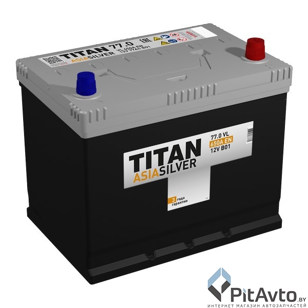 Аккумулятор TITAN ASIASILVER 77Ah 650A R+
