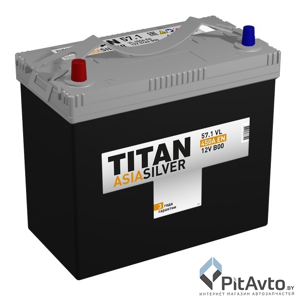 Аккумулятор TITAN ASIASILVER 57Ah 450A L+