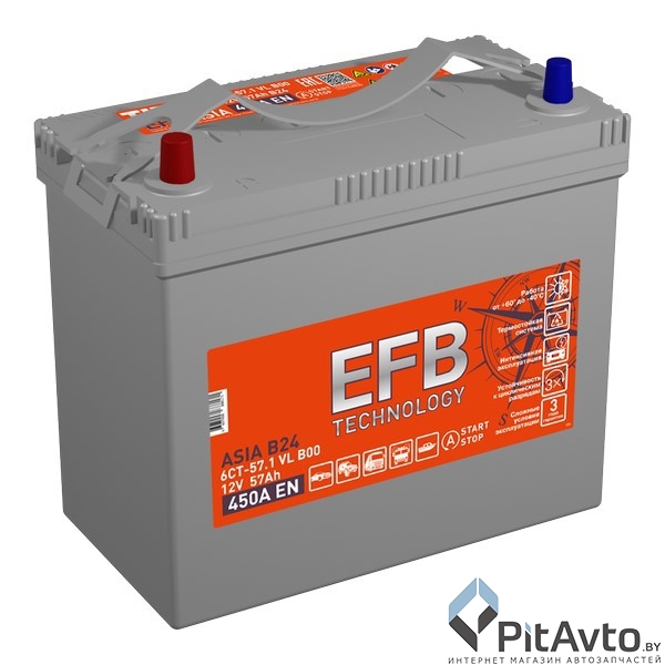 Аккумулятор TITAN ASIA EFB 57Ah 450A L+