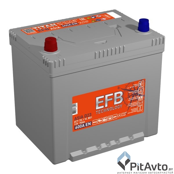 Аккумулятор TITAN ASIA EFB 70Ah 600A L+
