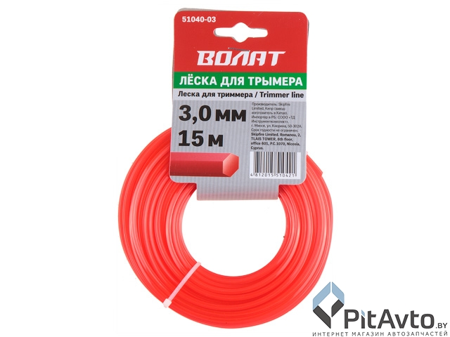 51040-03 Леска ф 3.0 мм х 15 м шестигр. сеч. ВОЛАТ