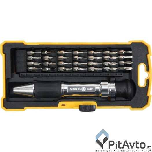 VOREL 64401 Отвертка с прецизионными битами, 29шт