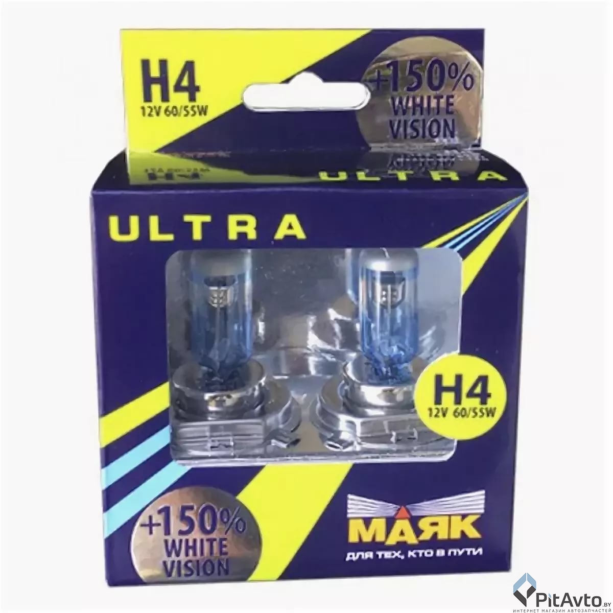 Комплект галогенных ламп МАЯК H4 82420WV+150