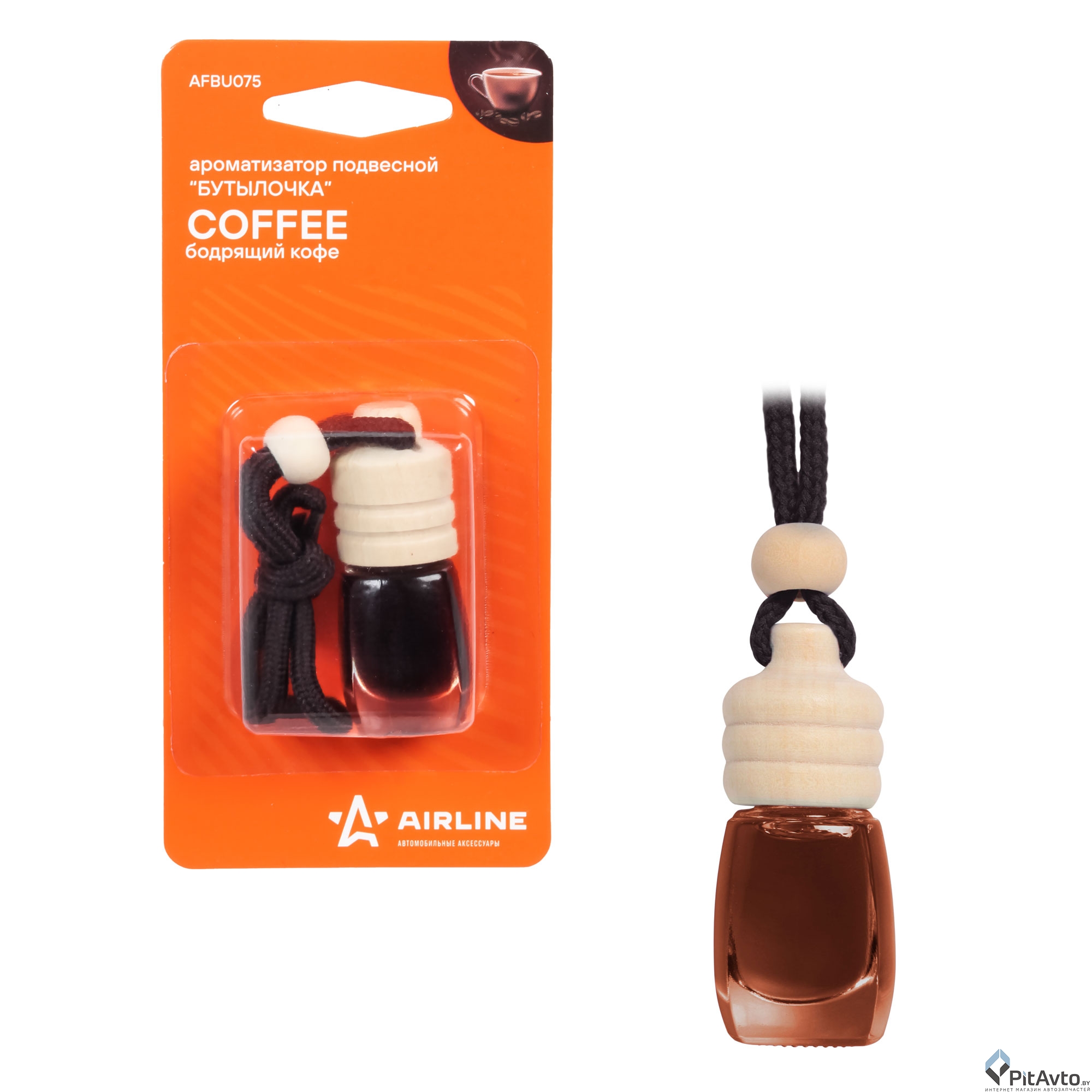 Ароматизатор AIRLINE подвесной 'бутылочка' бодрящий кофе
