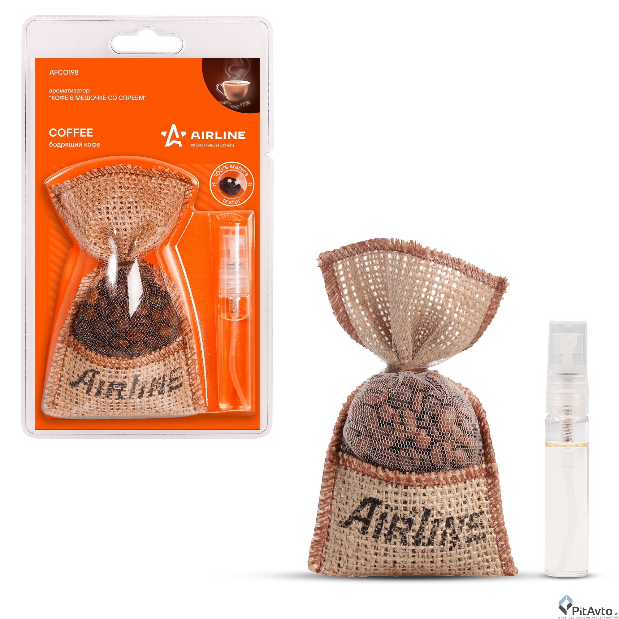 Ароматизатор AIRLINE ''Кофе в мешочке со спреем'' бодрящий кофе