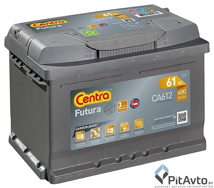 Аккумулятор CENTRA Futura CA612 61Ah 600A (R+)