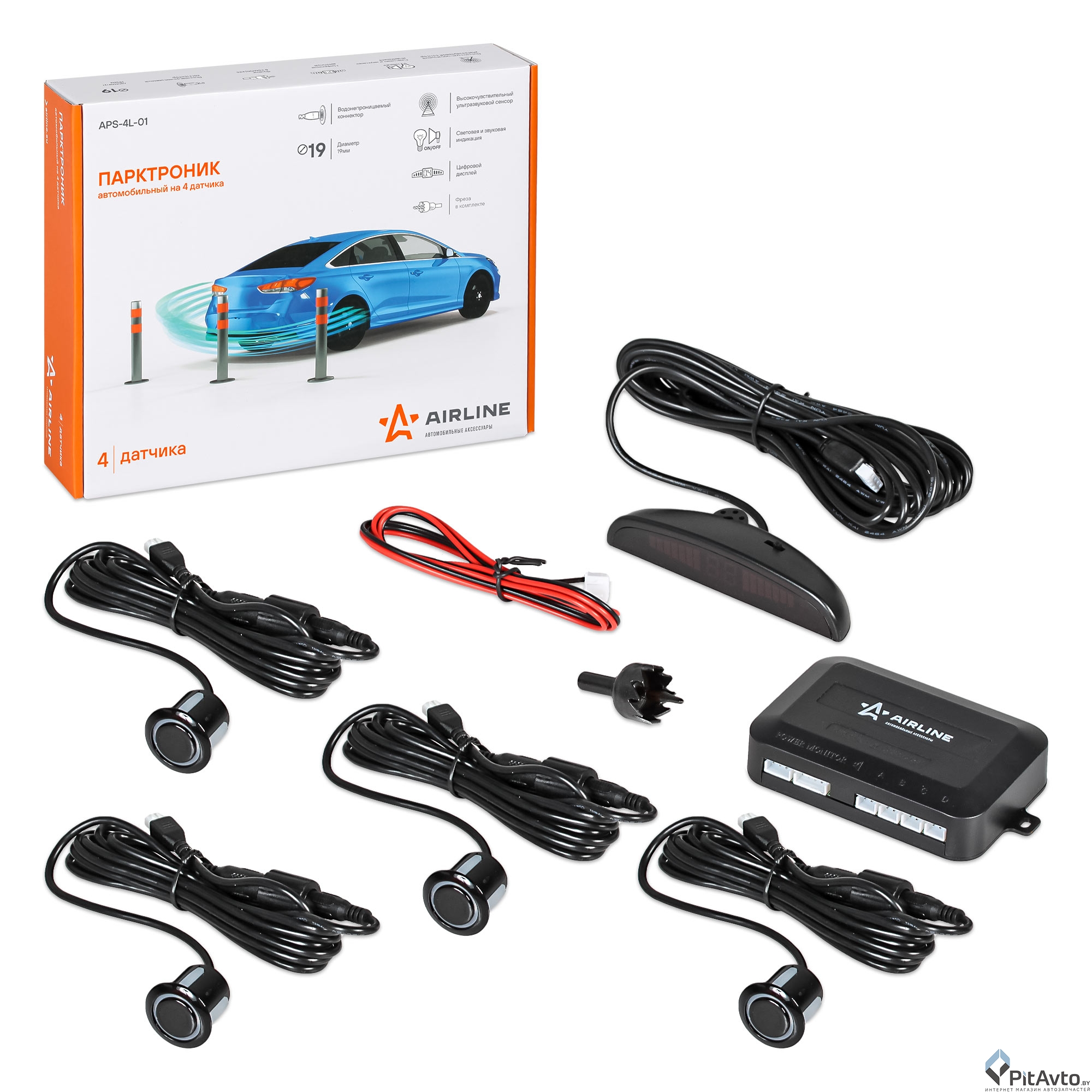 Парковочный радар 4 датчика AIRLINE APS4L01