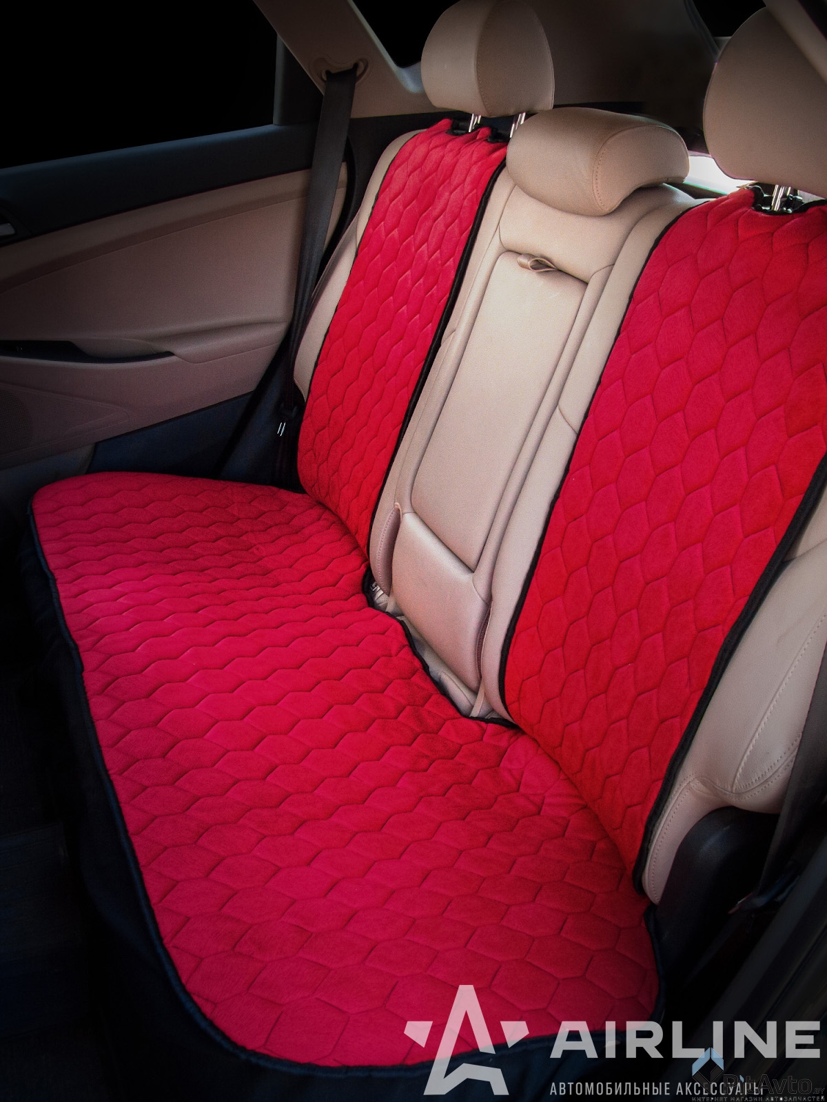 Накидка 'Алькантара' на заднее сидение красная AIRLINE ASCB04