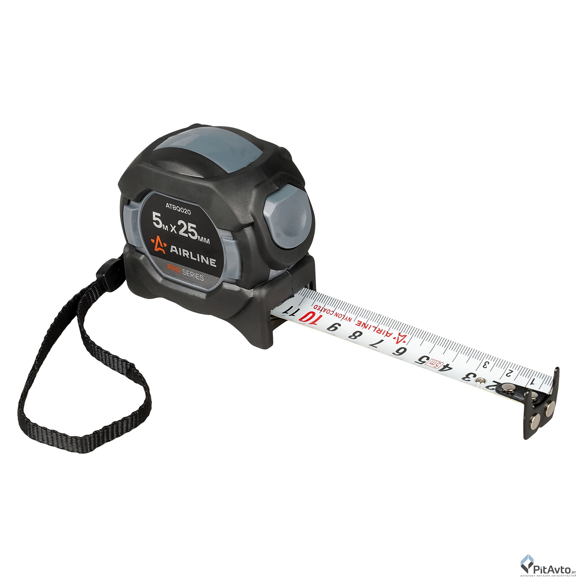 Рулетка в прорезиненном корпусе AIRLINE ATBQ020 5мх25мм