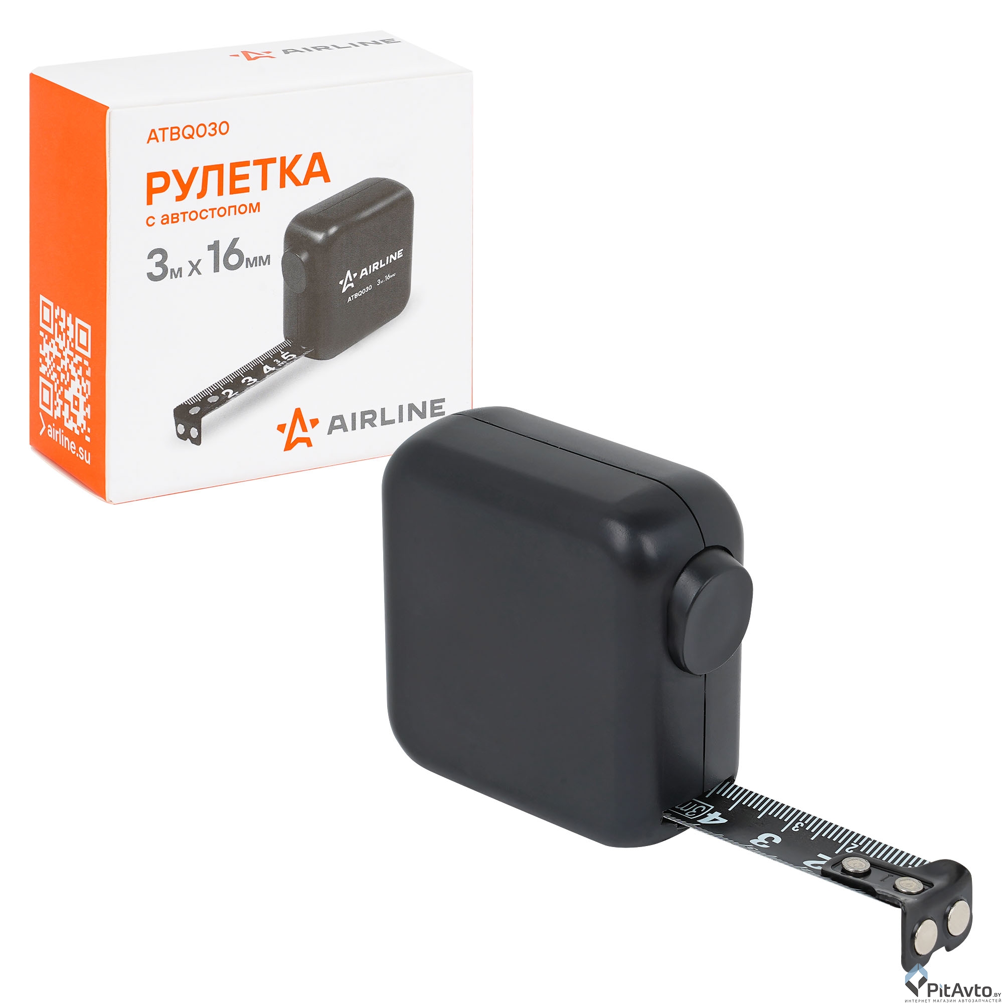 Рулетка в ударопрочном корпусе AIRLINE ATBQ030 3мх16мм