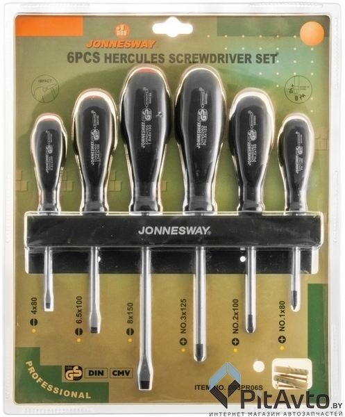 Набор отверток стержневых JONNESWAY D03PR06S 6пр