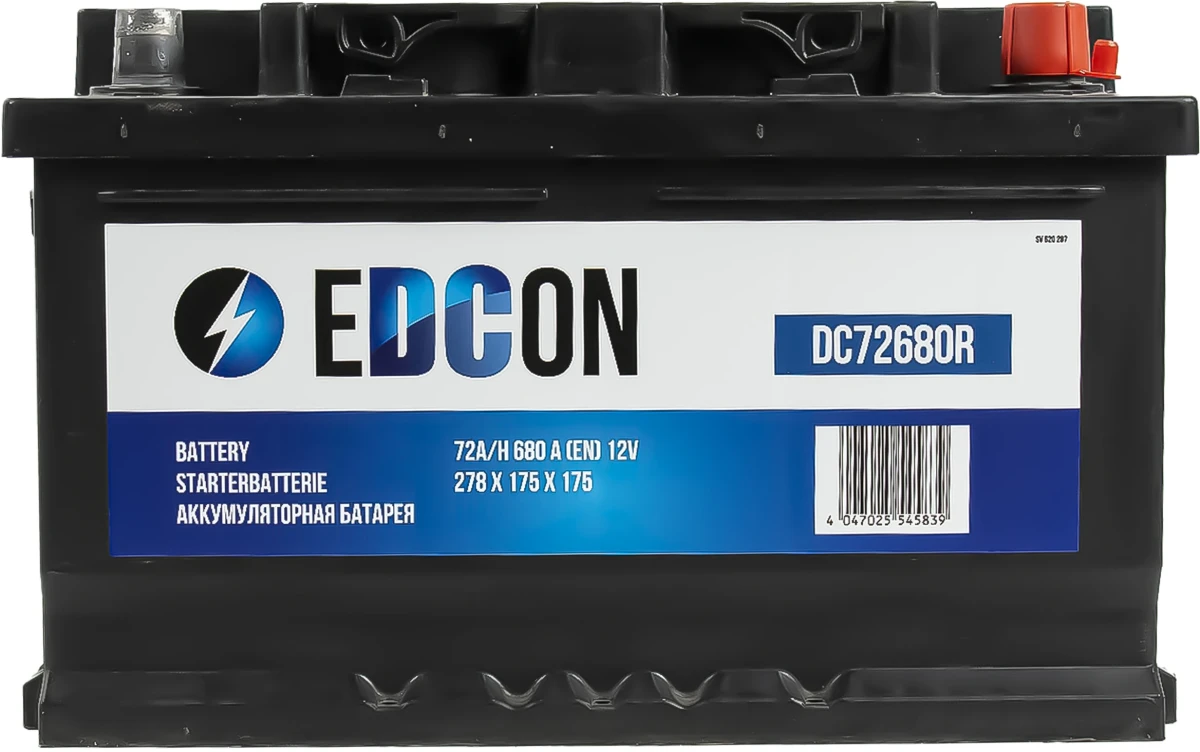Аккумулятор EDCON 72Ah 680A R+ / DC72680RY
