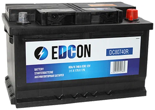 Аккумулятор EDCON 80Ah 740A R+ / DC80740RY