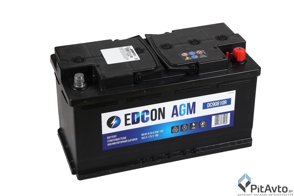 Аккумулятор EDCON AGM 90Ah 810A R+ / DC90810R