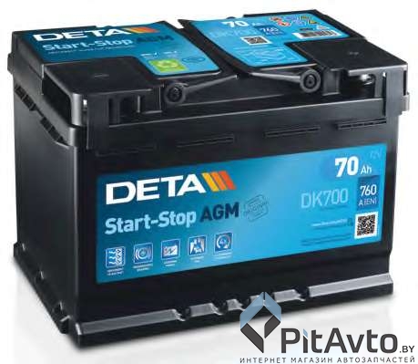 Аккумулятор DETA 70Ah Start-Stop AGM / DK700