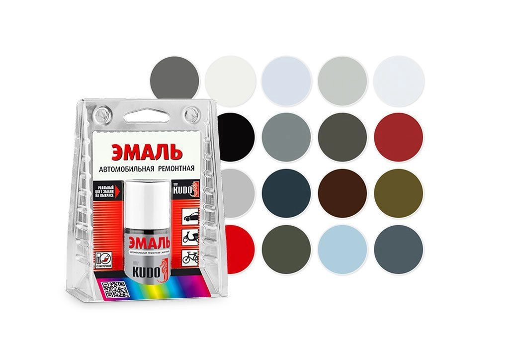 KU-70201 KUDO Эмаль с кисточкой Белая 201 15 мл.