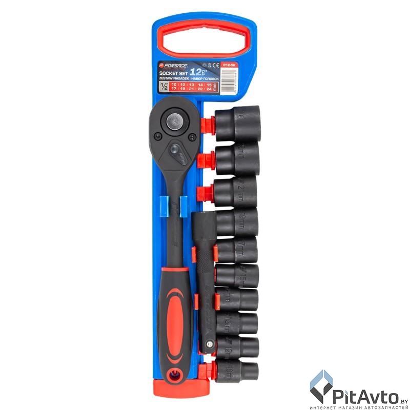 Набор головок с трещоткой и удлинителем FORSAGE 1/2'' 12пр
