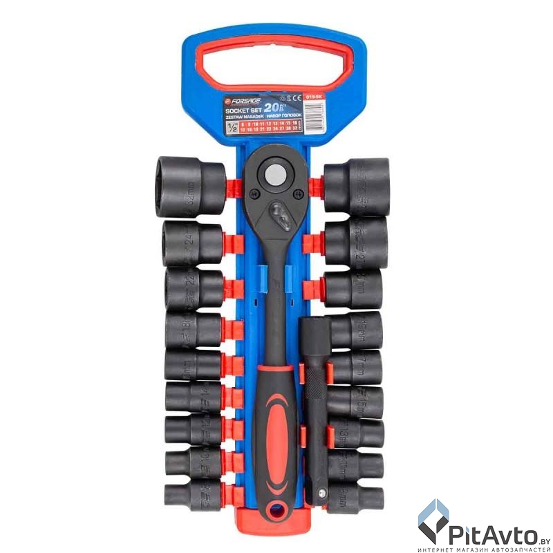 Набор головок с трещоткой и удлинителем FORSAGE F-019-5K 1/2'' (20пр)