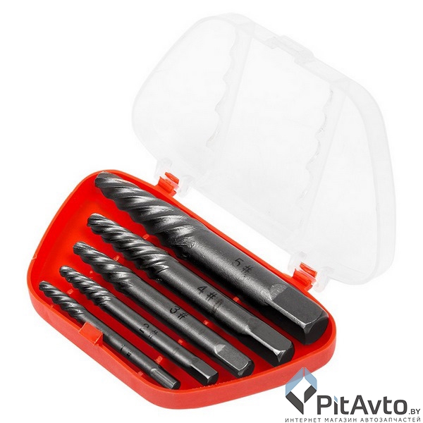 Набор экстракторов обломанных болтов KRANZ KR-12-6701 5 пр