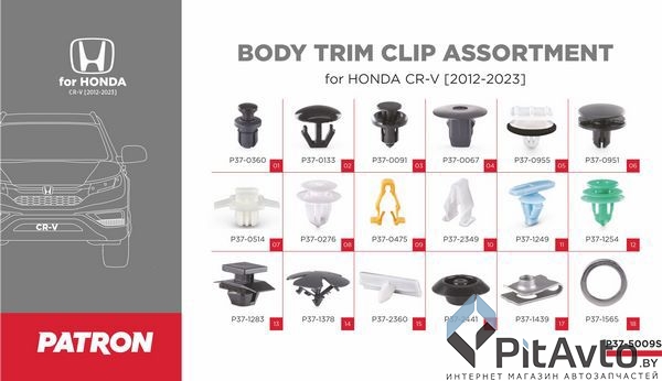 Набор клипс PATRON для HONDA / P37-5009S