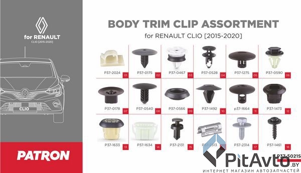 Набор клипс PATRON для RENAULT  / P37-5021S