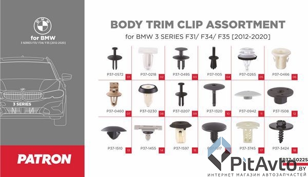 Набор клипс PATRON для BMW / P37-5022S