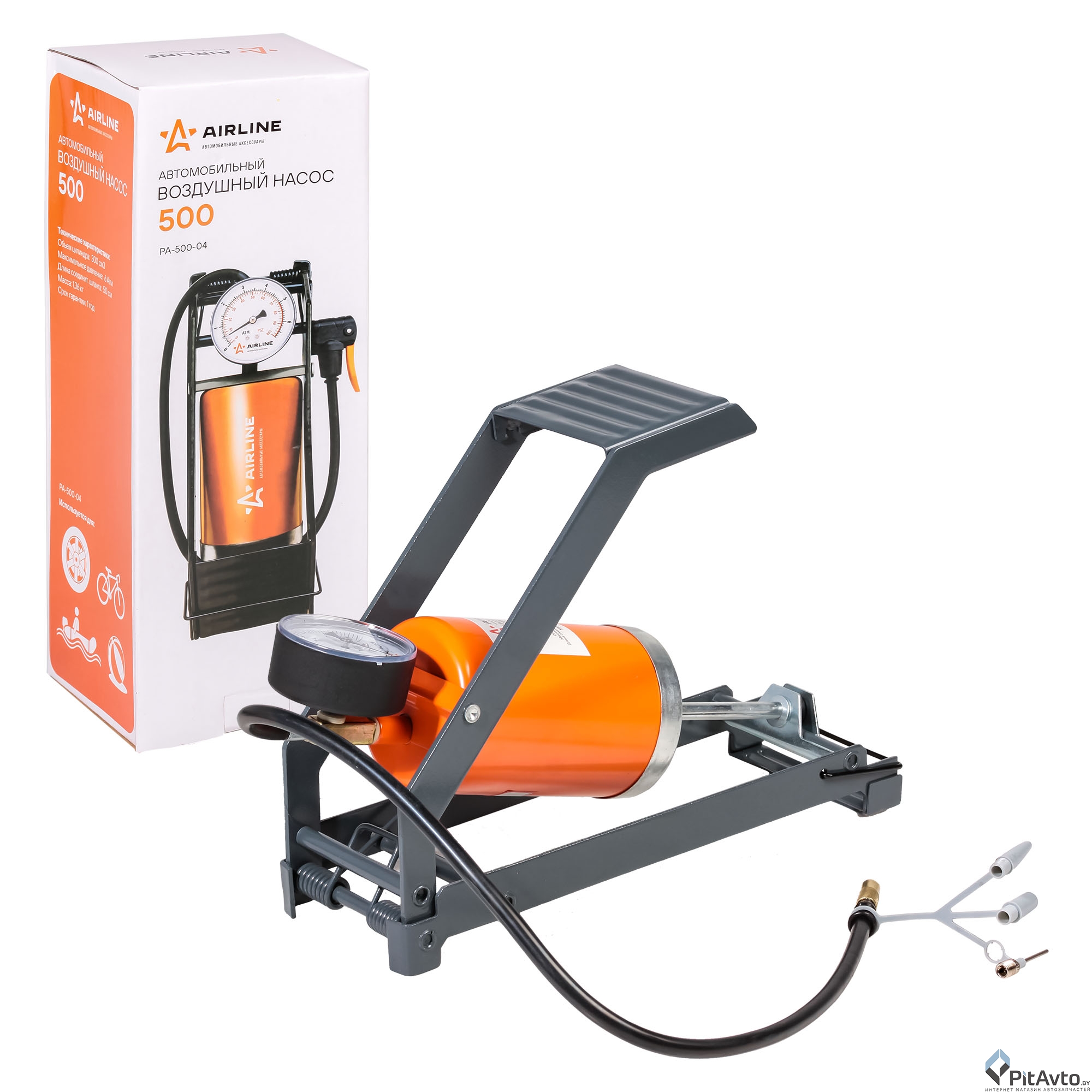 Насос с манометром ножной AIRLINE PA50004