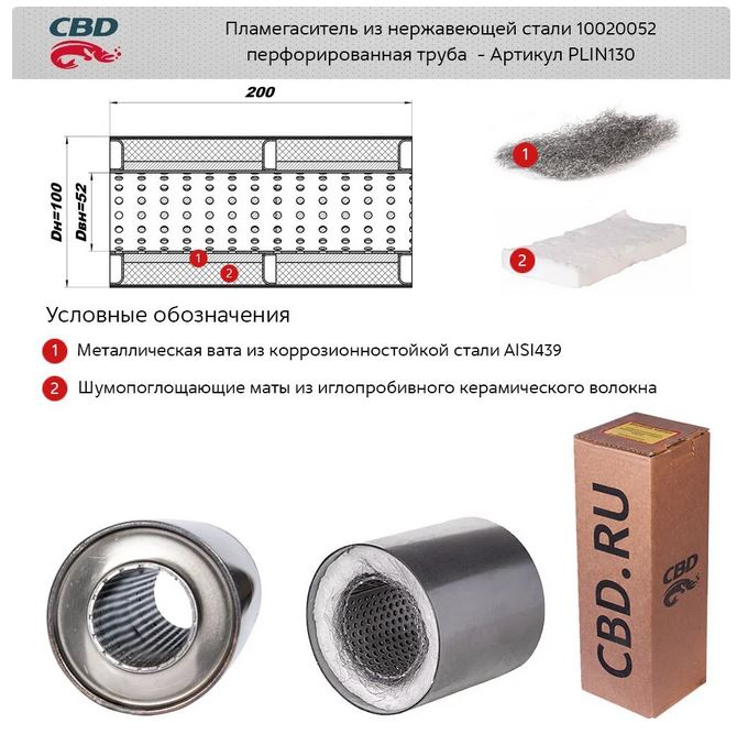 Пламегаситель с перфорированной трубой PLIN130