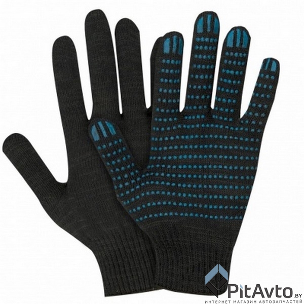 Перчатки х/б 4-нитка 10 класс с ПВХ черные VVB / PV001Ч